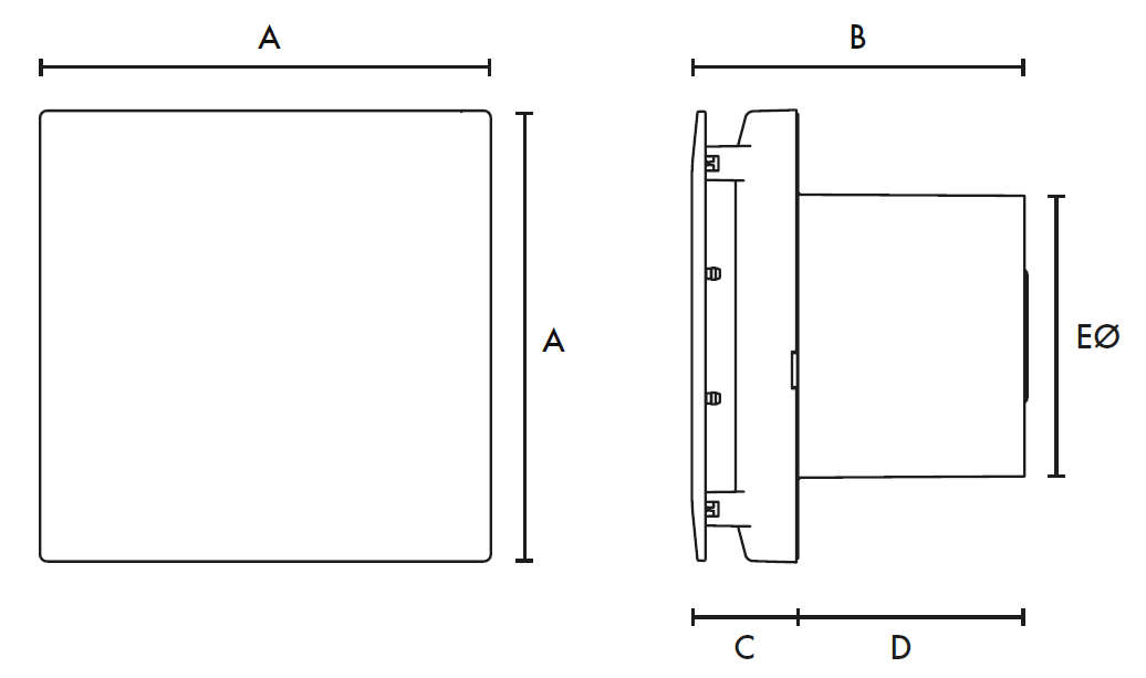 VENT-AXIA SILENT BATHROOM FAN DIMENSIONS