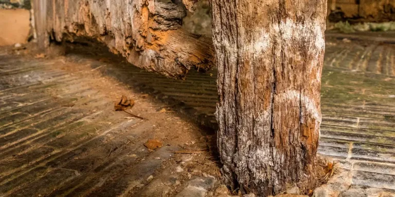 Damaged wood caused by Wet Rot