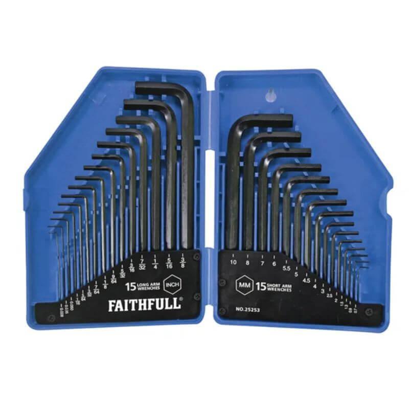 Faithfull Metric/Imperial Hex (Allen) Key Set (30 Piece Set)