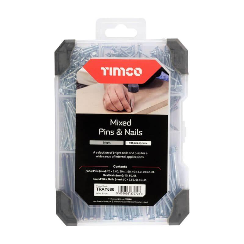 Timco Mixed Tray of Pins & Nails – 495 pieces
