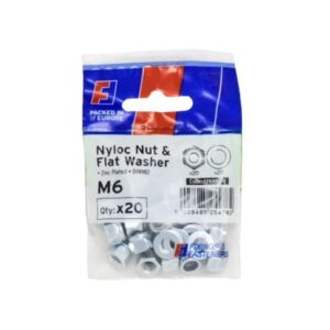 Forgefix M6 Nyloc Nut & Flat Washers (Pack x 20)