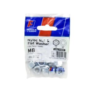 Forgefix M8 Nyloc Nut & Flat Washers (Pack x 12)