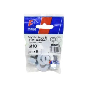 Forgefix M10 Nyloc Nut & Flat Washers (Pack x 8)