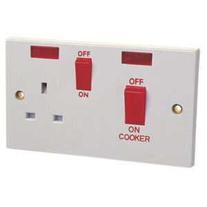 Dencon Double Pole Switch 45A with Switched Socket 13A