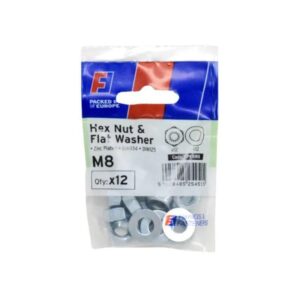Forgefix M8 Hex Nut & Flat Washers (Pack x 12)