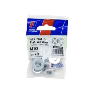 Forgefix M10 Hex Nut & Flat Washers (Pack x 8)