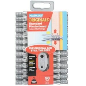 Plasplugs Plasterboard Hollow Wall Fixing Plugs x 50