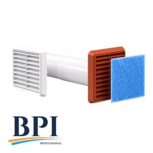 BPI Baffle Vent Kit – Passive Wall Vent with Telescopic Tube & Filtered Grilles (Terracotta External Grille)
